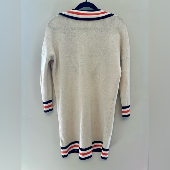 Scotch & Soda Cream Varsity-Style Sweater Dress with Coral and Navy Trim XS - Picture 6 of 9